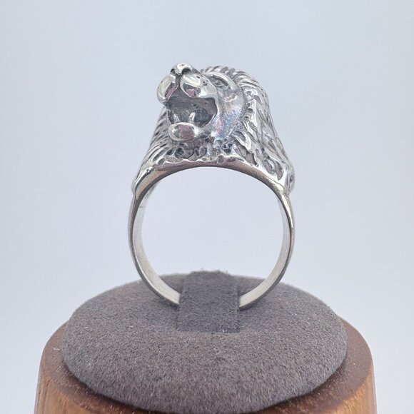 VTG Sterling Silver 925 Three Dimensional Lion Head Statement Ring Size 11.75 - Picture 2 of 8